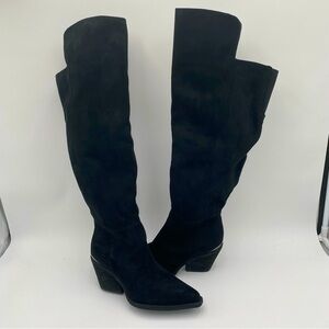 Zodiac Women Suede Over The Knee High Heeled Boots Shoes Black Size 6.5‎ (NWOT)
